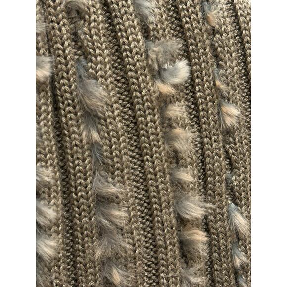 Belle Fare Rabbit Fur Knit Fringe Vest Shawl Wrap Boho Cozy Winter Layer - Picture 2 of 8